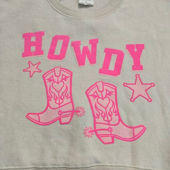 Relaxx Howdy Cropped Sweatshirt Women's Size L Cotton Blend New Preppy - Picture 2 of 8